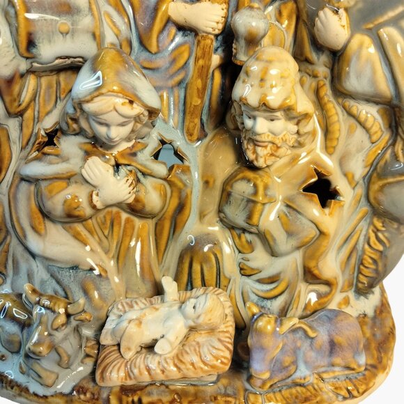 Ceramic Nativity Candle Luminary Figurine Wise Men Joseph Mary Baby Jesus Scene - Picture 7 of 12